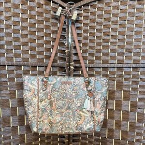 Sakroots Brown Shoulder Bag with Leather Trim